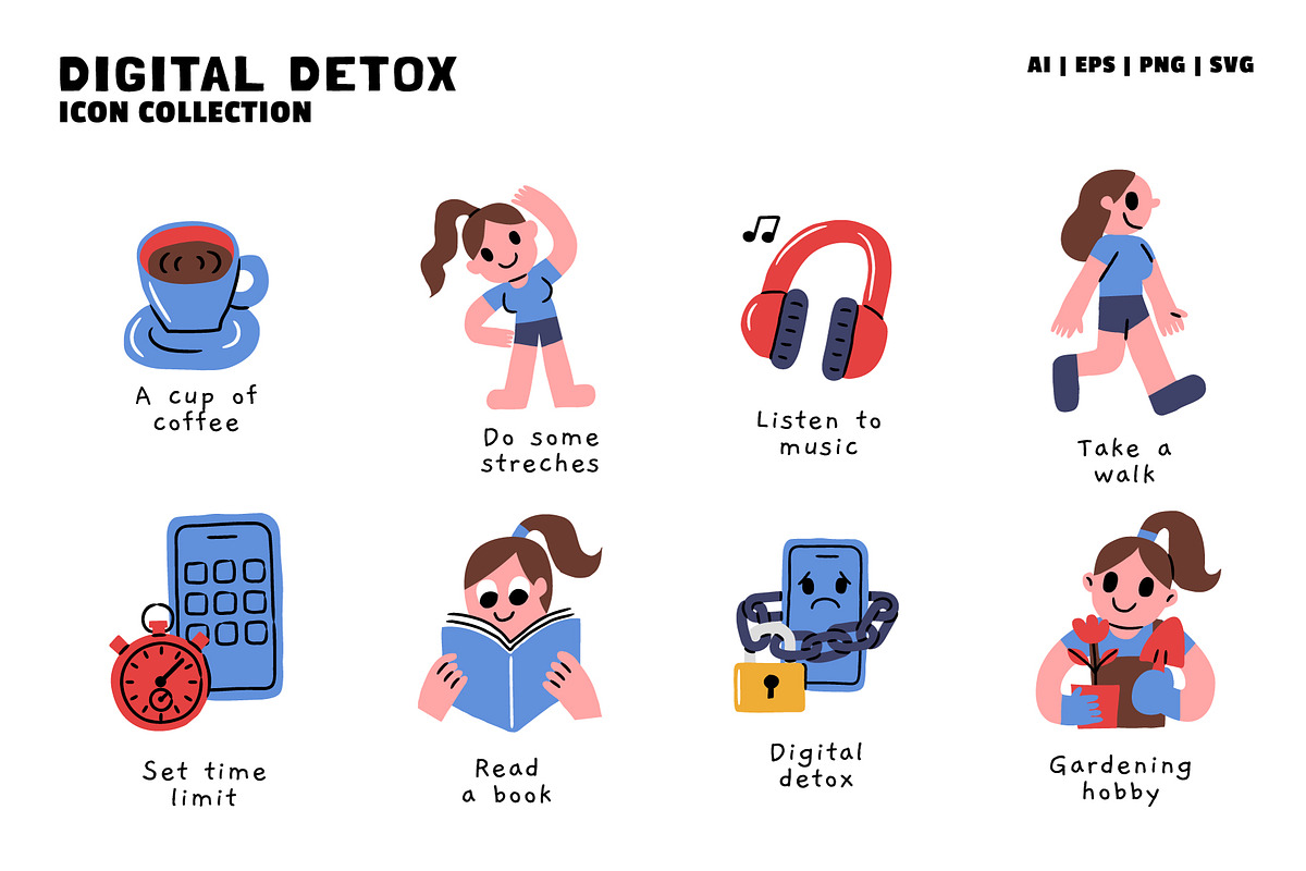 Digital Detox Icon Collection, a Technology Illustration by monkik (Photo 3 of 3)