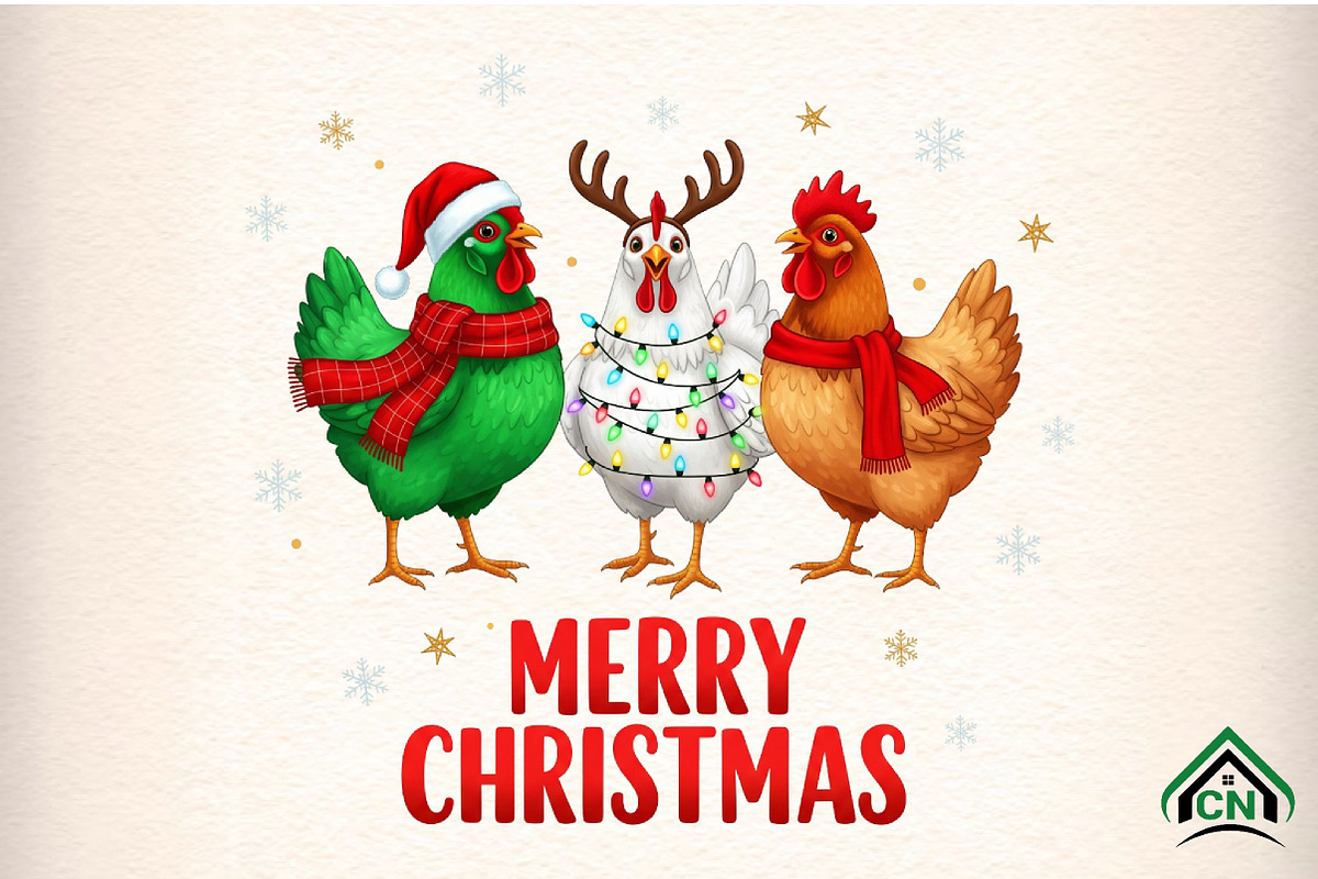 Merry Chickmas PNG, an Illustration by Craft Nest (Photo 1 of 6)