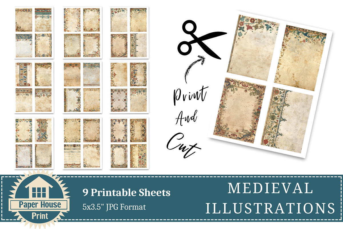 Medieval Grunge Illustrations Paper, an Illustration by NiiiNArt (Photo 7 of 8)