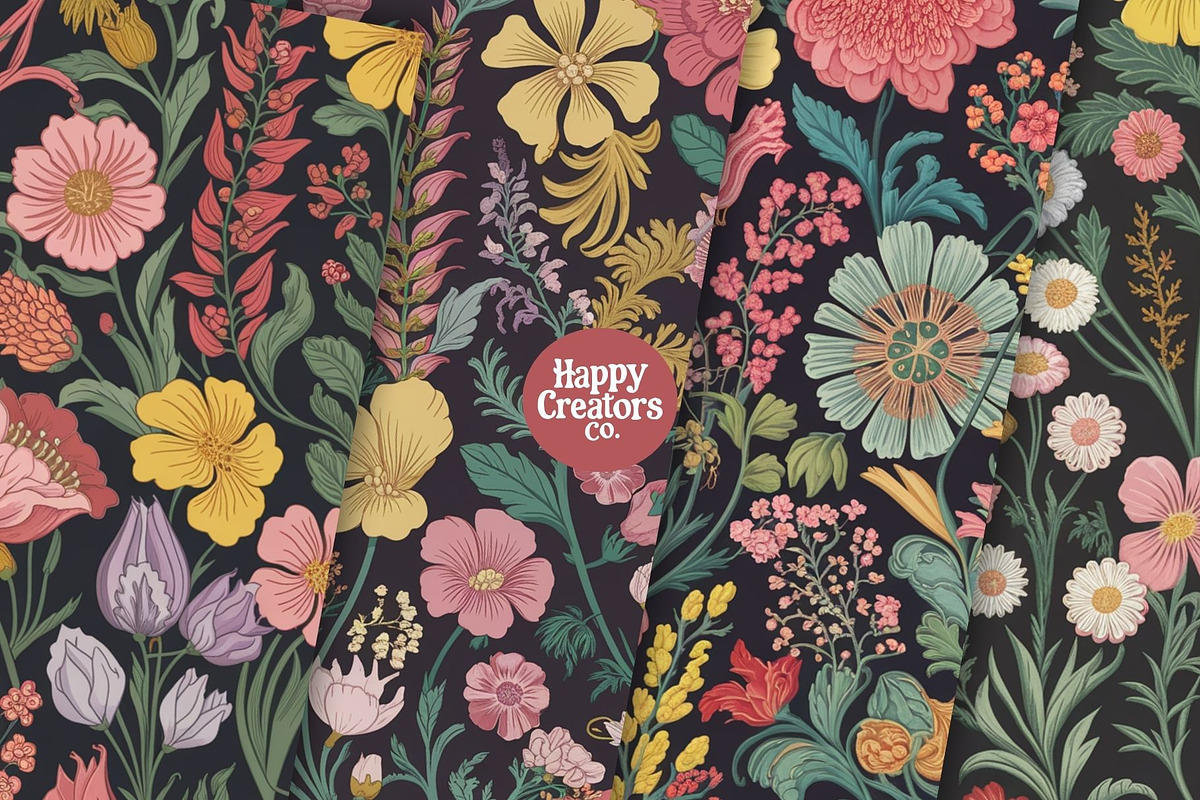 Moody Botanical Digital Paper Pack, a Pattern Graphic by Happy Creators Co. (Photo 3 of 7)