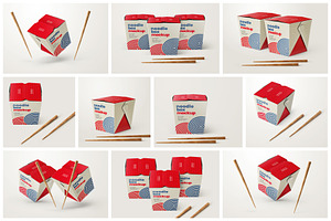 Noodle Box Mockup Set Asian Food