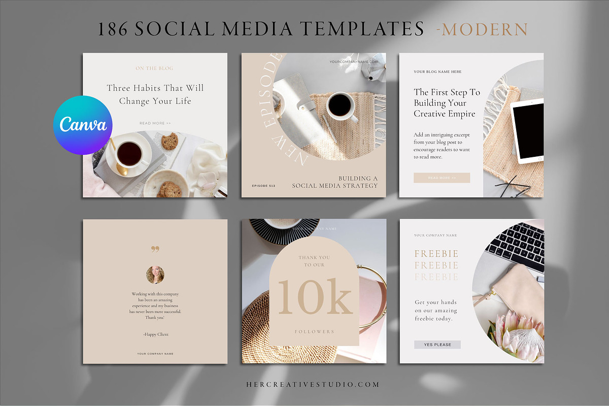 Canva Social Media Bundle - Modern, a Social Media Template by Her Creative Studio (Photo 1 of 8)