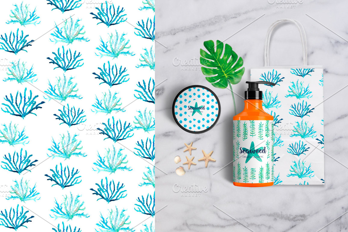 Seaweed watercolor collection, a Pattern Graphic by Katya_lu (Photo 4 of 10)
