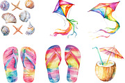 Watercolor Beach Clipart, an Illustration by Designking (Thumbnail 2 of 5)