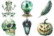 Antique Green Halloween Clipart, an Illustration by Craft Nest (Thumbnail 5 of 6)
