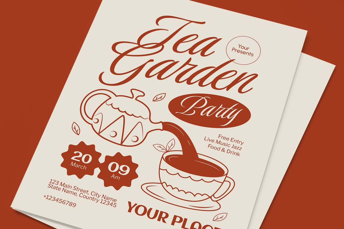 Tea Garden Party Flyer, a Flyer Template by graphicook