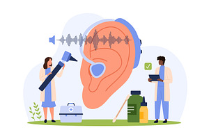 Hearing disease, deafness, diagnosis, a Person Illustration by Flashvector
