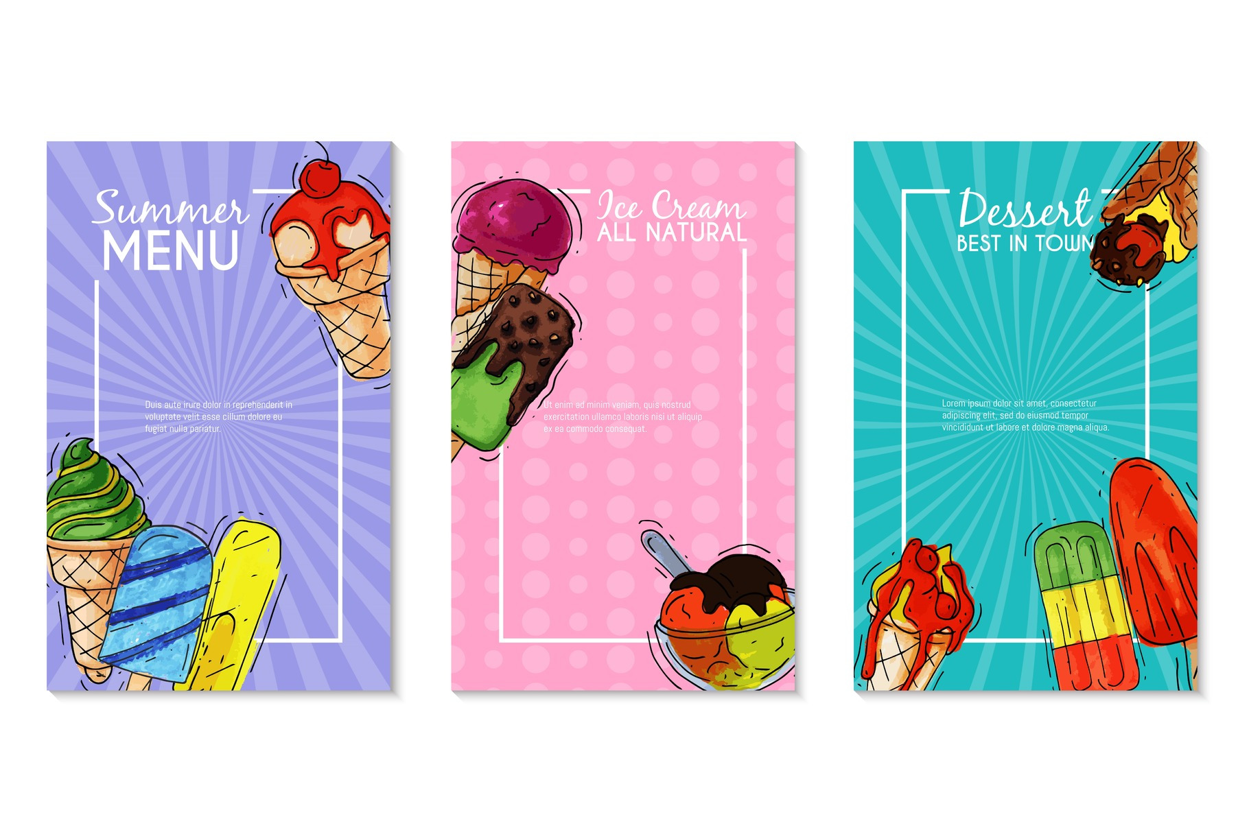 Ice cream cards summer natural fresh, a Food Illustration by VectorsBang