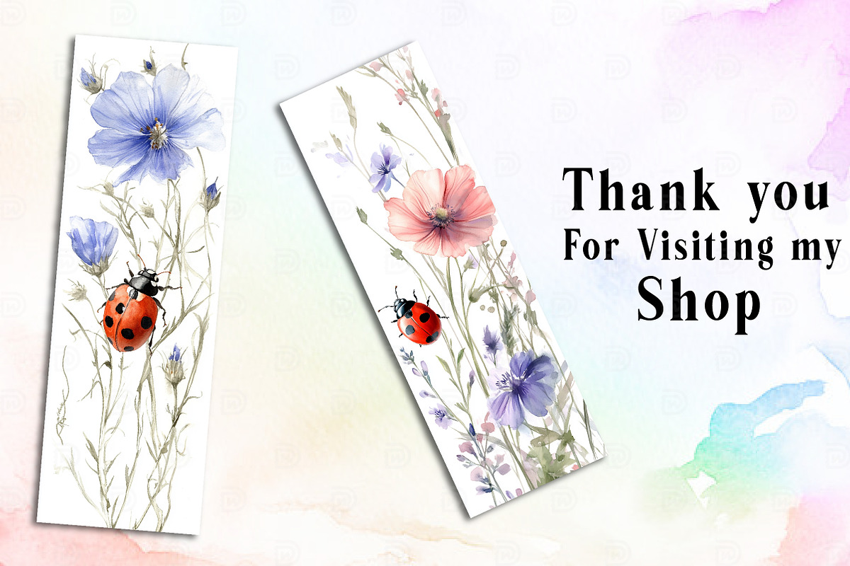 ladybug Printable Bookmarks, an Illustration by Watercolor design (Photo 3 of 3)