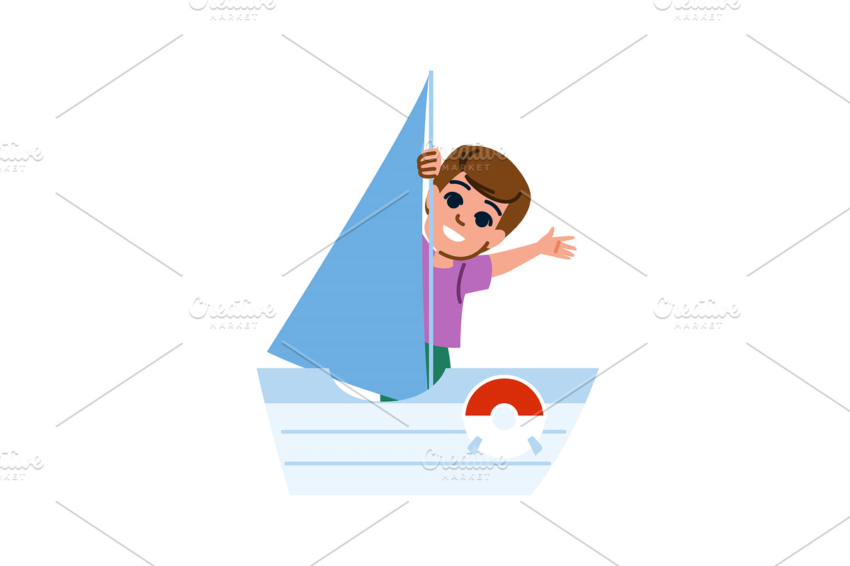 Young sailor holding sail and, a Sport Illustration by pikepicture