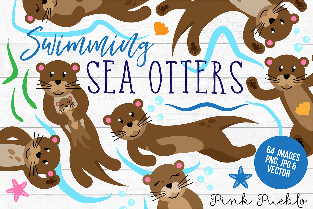 Otter Clipart and Vectors, an Animal Illustration by PinkPueblo (Photo 1 of 4)