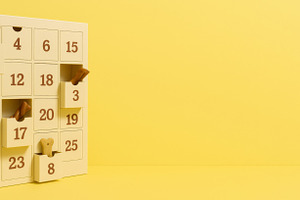 Advent calendar with pet-shaped hand, a Photo by Dvoevnore photos