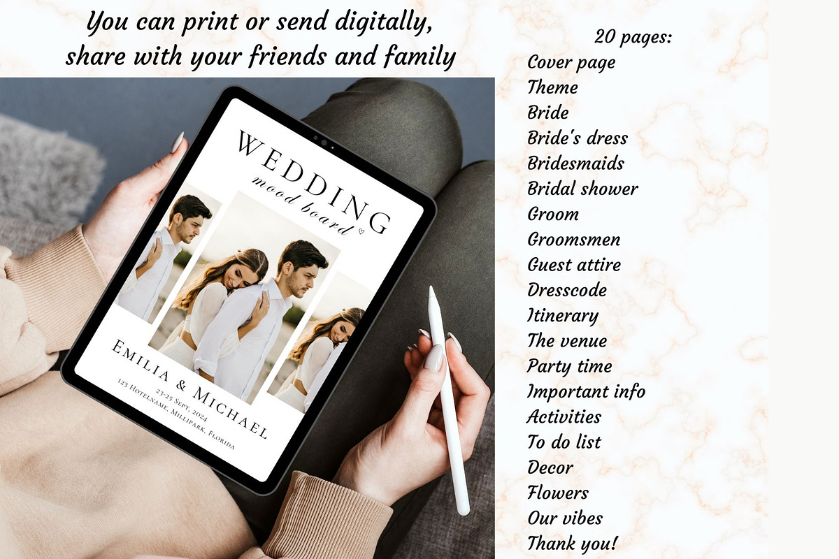 Wedding mood board Canva template, a Card Template by EvaTemplates (Photo 3 of 8)