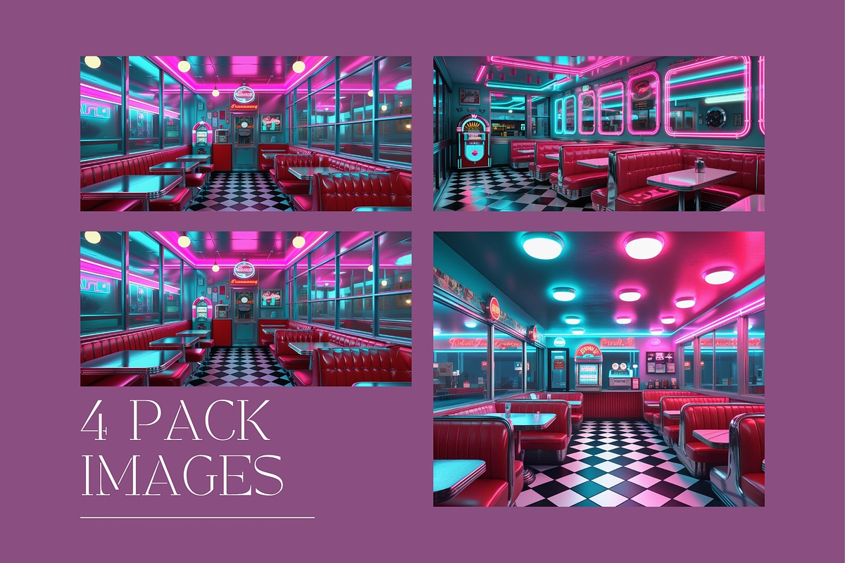 Vintage Diner Neon Interior Pack, an Architecture Photo by adenpinkstore (Photo 1 of 5)