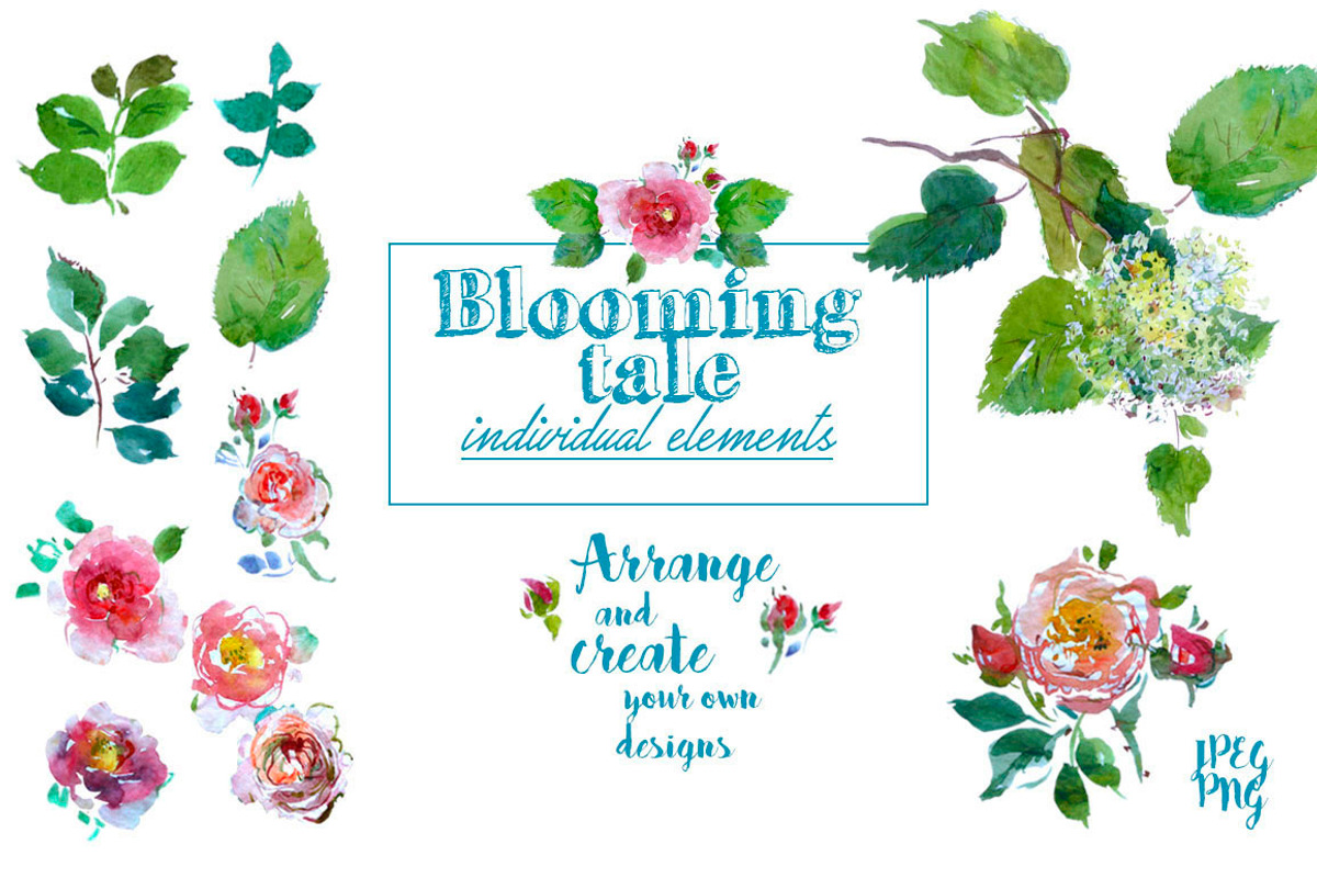 Blooming Tale. Watercolor clipart, an Illustration by Irina Dolgikh (Photo 6 of 8)