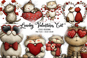 Quirky valentines cats clipart, an Illustration by CreationArt (Thumbnail 1 of 6)