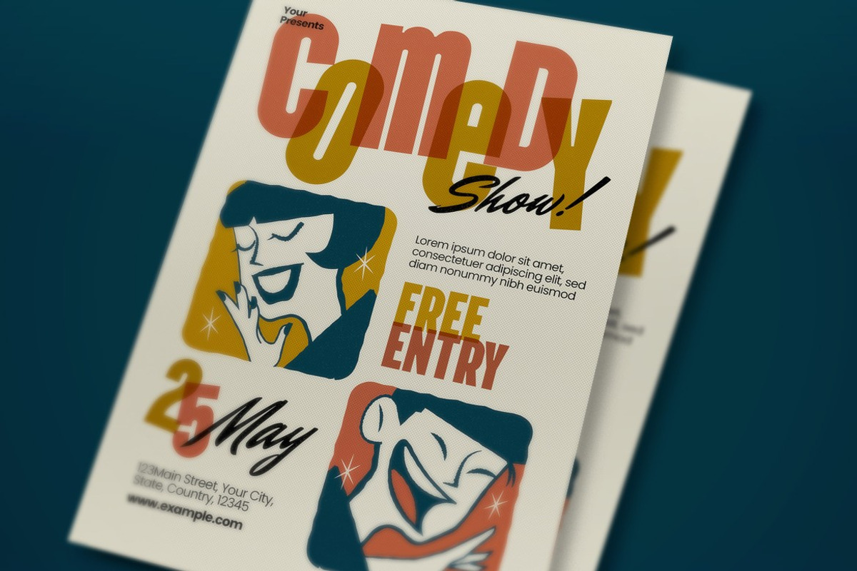Brown Comedy Show Flyer Set, a Flyer Template by graphicook (Photo 2 of 3)