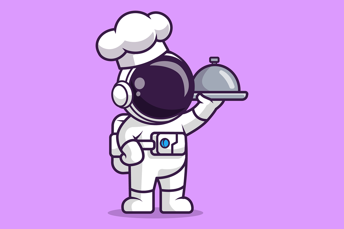 Cute Astronaut Chef Serving Food, a Technology Illustration by Catalyst Labs