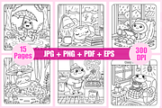 Froggy Days Coloring Pages For Kids, an Animal Illustration by Coco Bloom (Thumbnail 2 of 3)