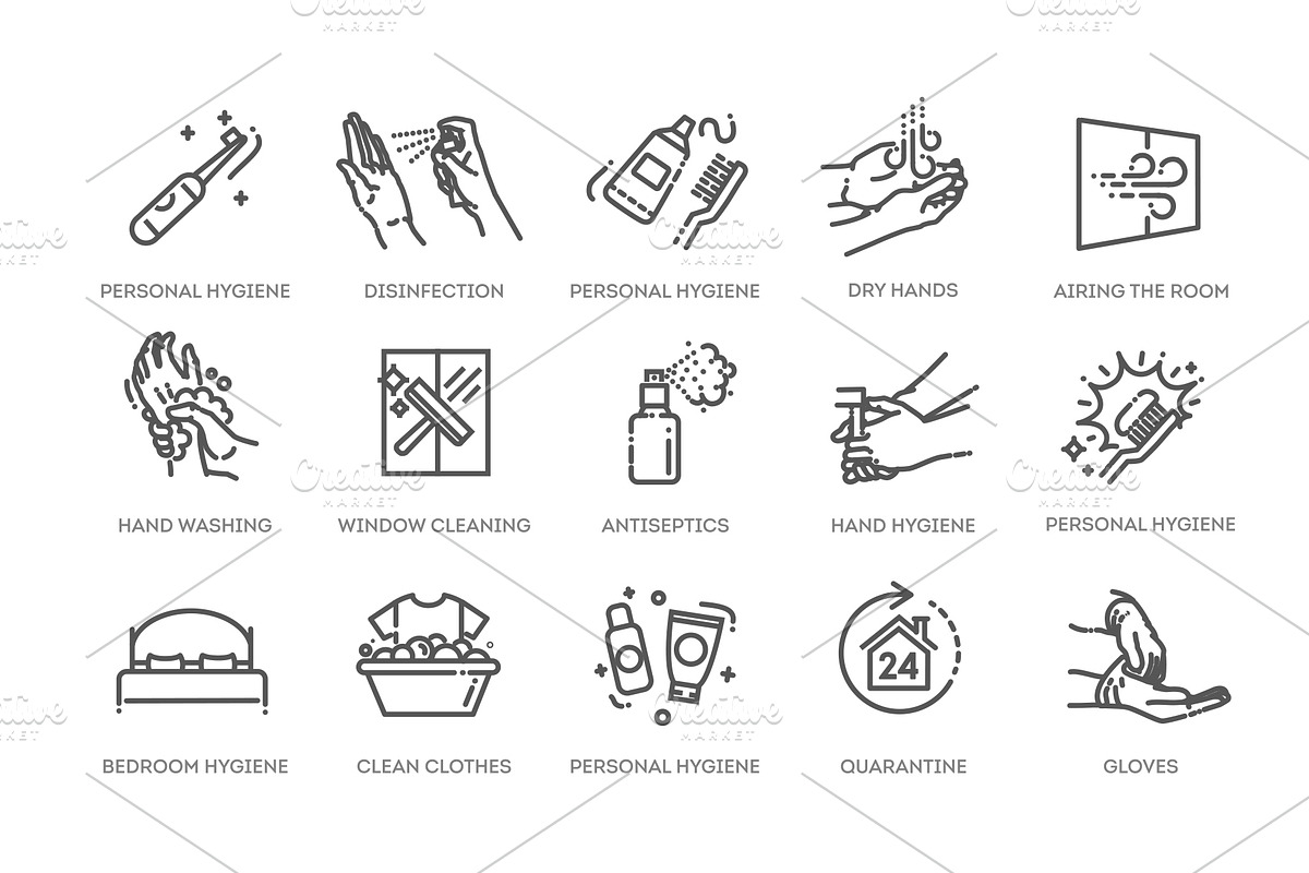 Hygiene of hands, body, premises, an Outline Icon by Tettygreen (Photo 2 of 2)