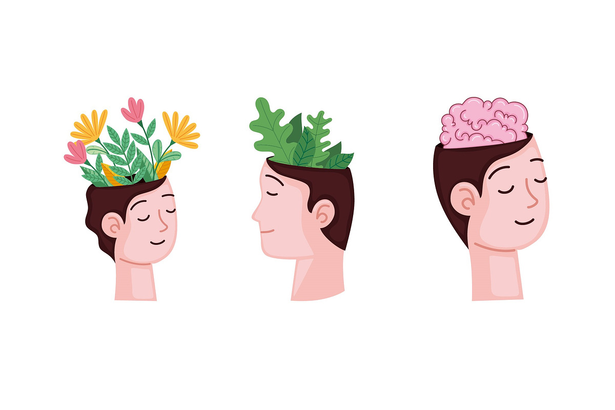 Man with brain Illustration Set preview 2