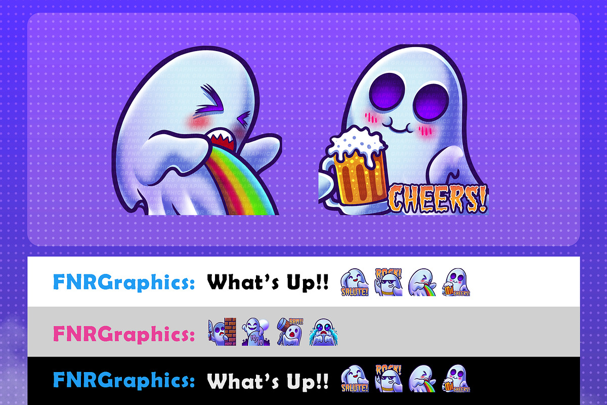 Cute Spooky Ghost Twitch Emotes, an Illustration by FNR Graphics (Photo 5 of 5)