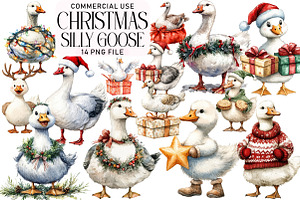 Christmas Silly Goose Clipart, an Illustration by Daily.Designs