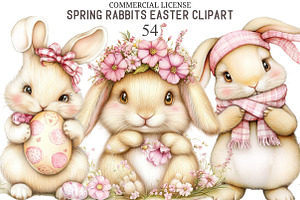 Whimsical Spring Rabbits Easter Clip, an Illustration by designcity5