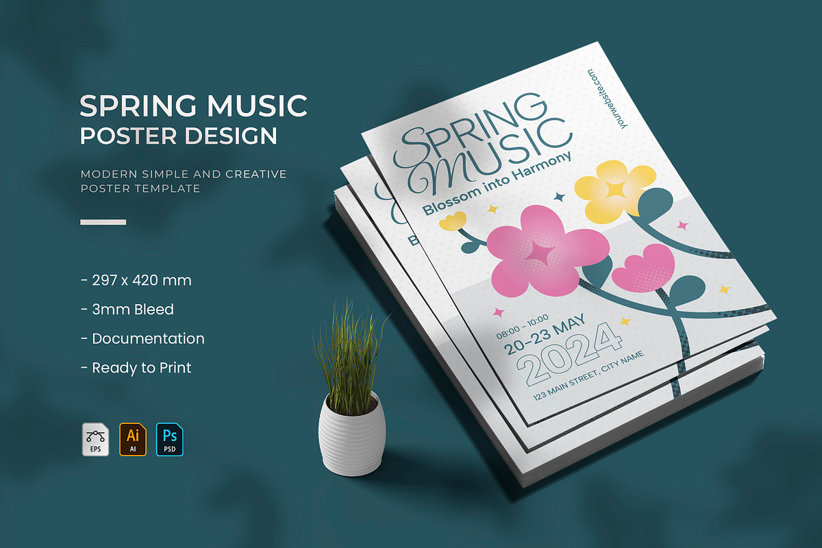 Spring Music Fest - Poster Template, a Poster Template by VUNIRA (Photo 1 of 2)