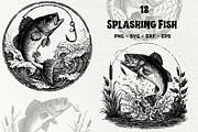 Splashing Fish Fishing Graphics, an Animal Illustration by DENIDigitalArtSudio (Thumbnail 1 of 5)