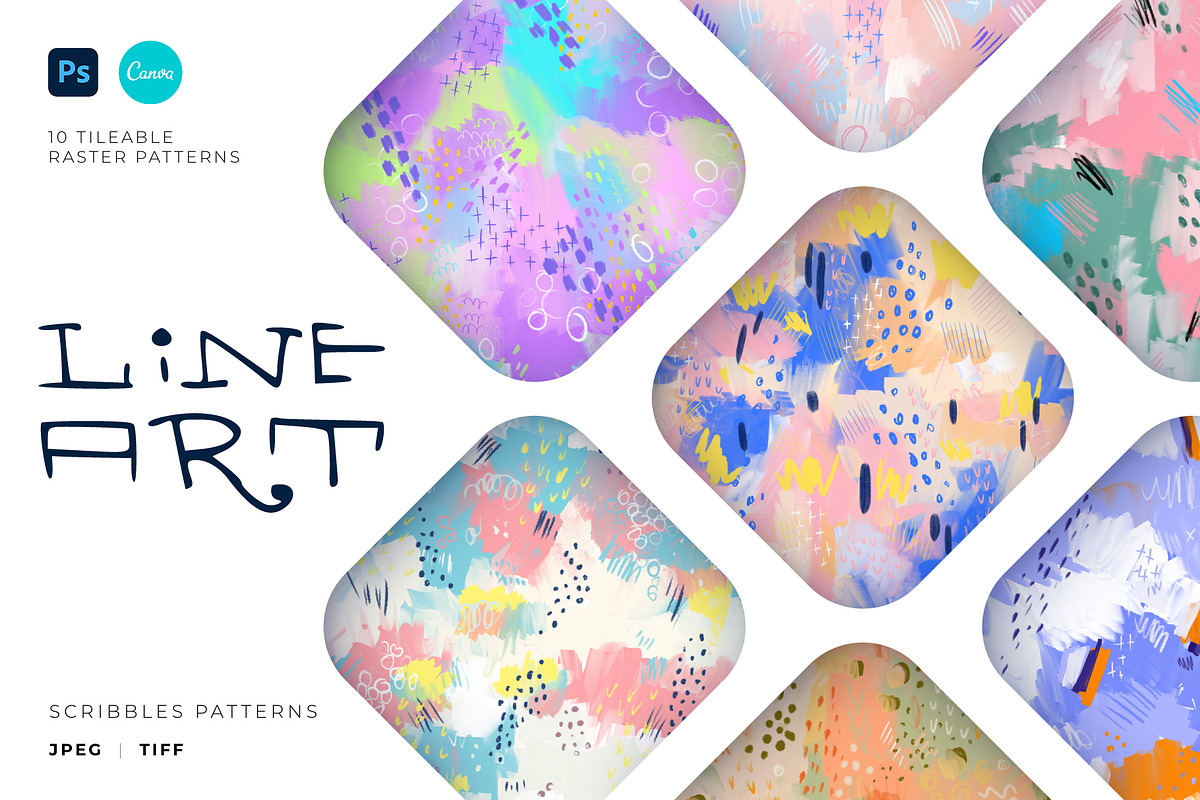 LINE ART Abstract Scribbles Patterns, a Pattern Graphic by Designnina Shop (Photo 1 of 11)