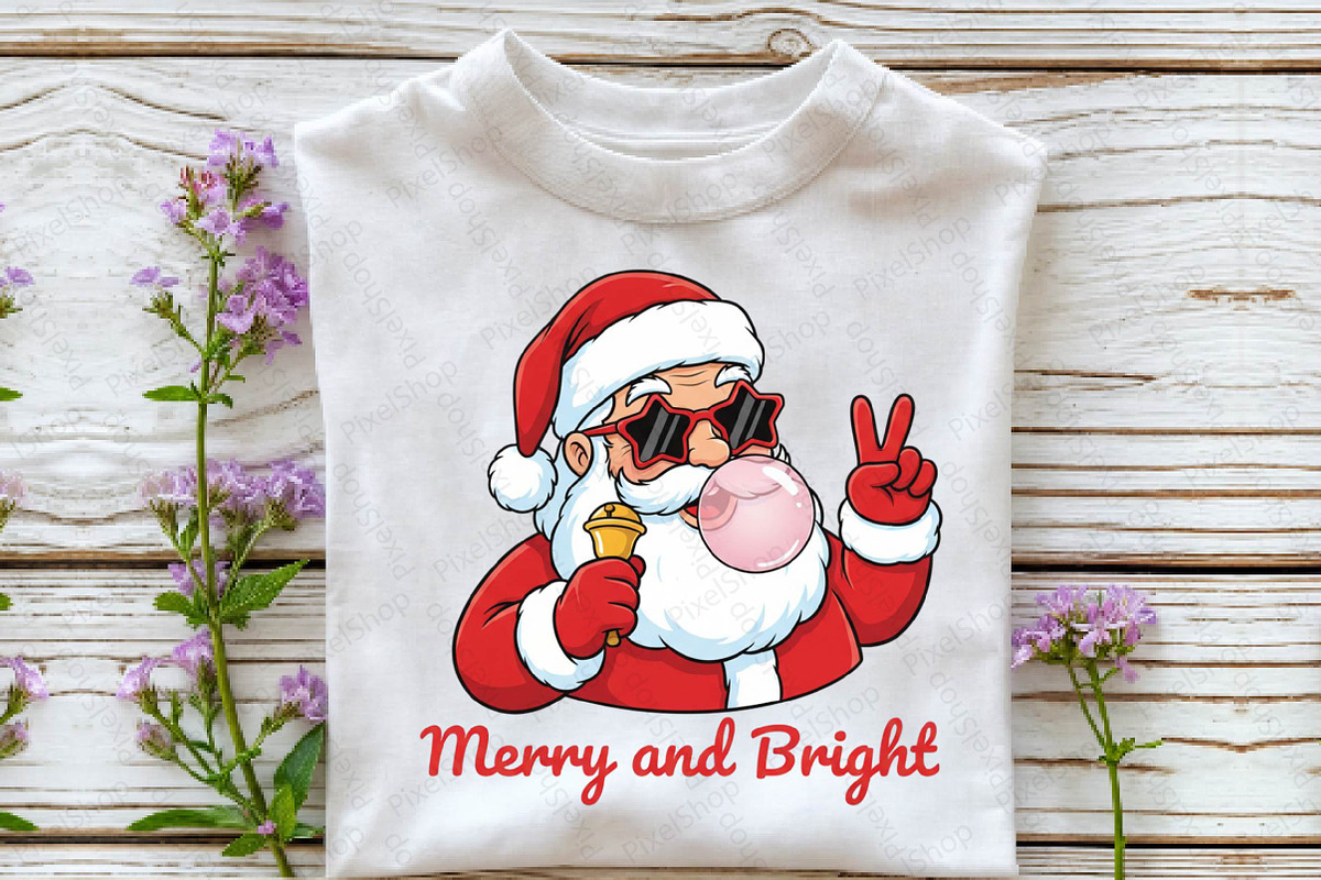 Retro Santa Blowing Bubble PNG, an Illustration by DreamPrint404 (Photo 3 of 7)