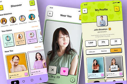 Dating App Design Neubrutalism UI, an App Template by Lazyinterface UX UI Team