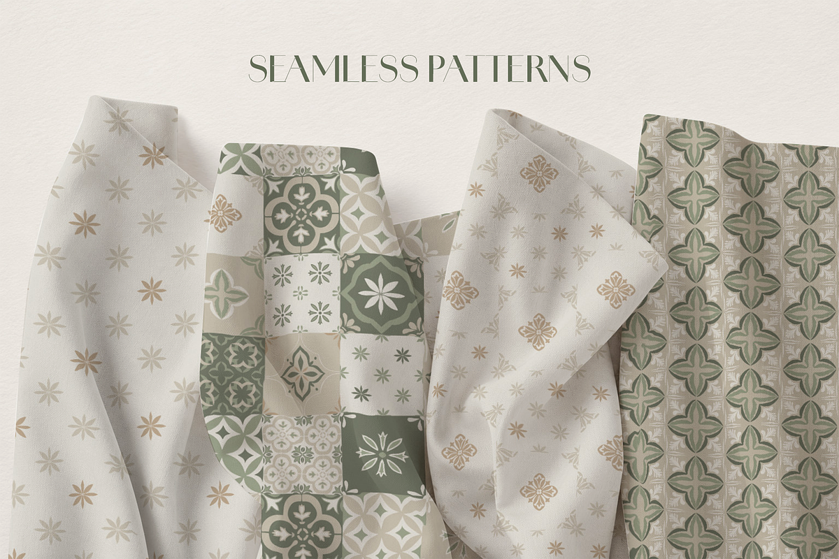 Sage Green Tiles Collection, a Decorative Illustration by Liliia Polos Illustration (Photo 5 of 8)