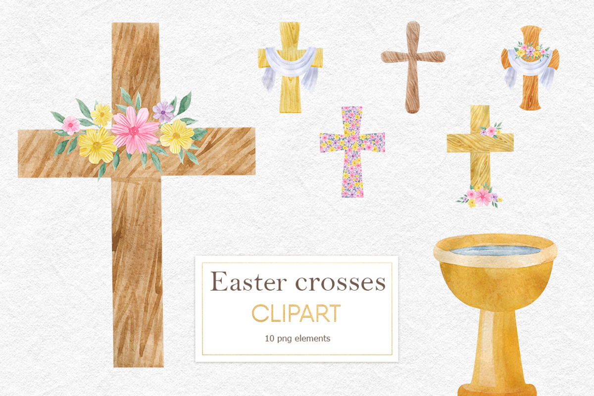 Watercolor Easter Cross clipart, an Object Graphic by CreativeByLu (Photo 1 of 4)