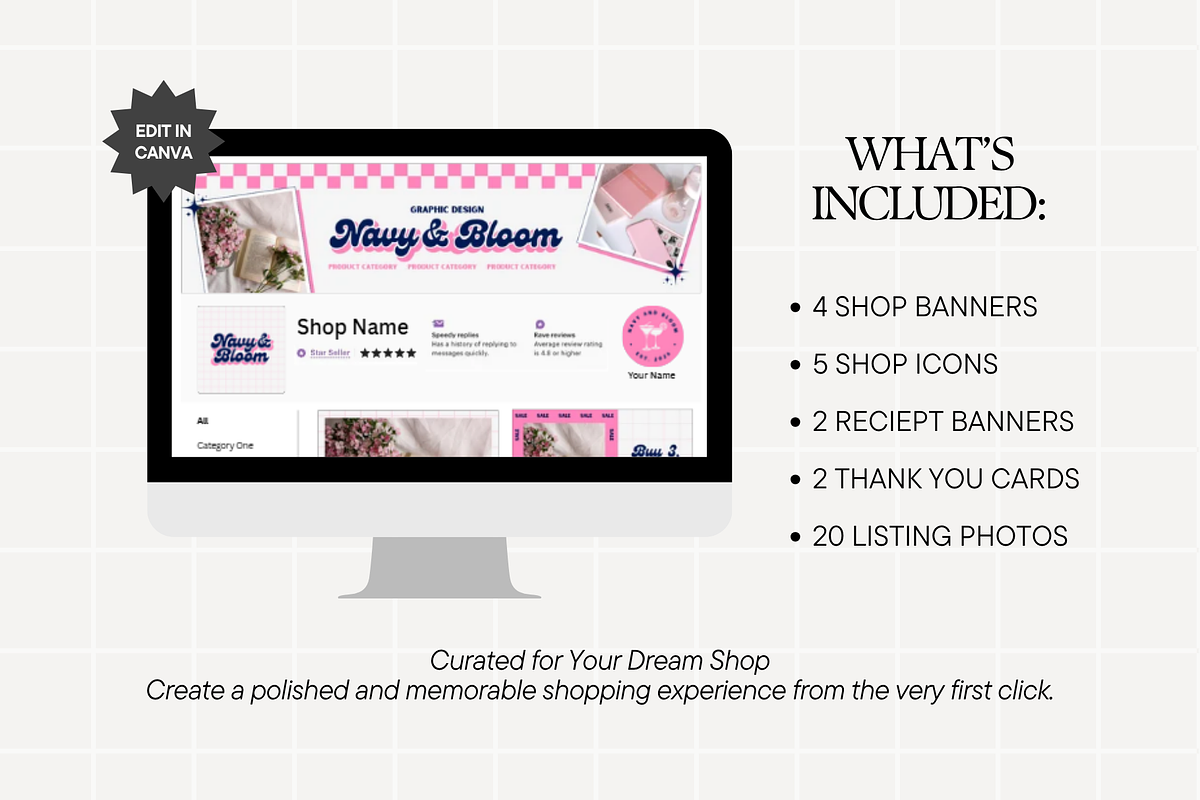 Blue Pink Etsy Shop Branding Kit, a Branding & Logo Template by Anna Design Studio (Photo 2 of 8)
