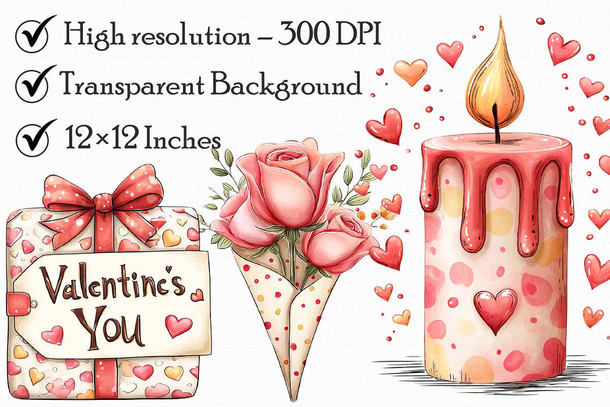 Watercolor Valentine Clipart, an Illustration by Libby Wishes (Photo 4 of 7)