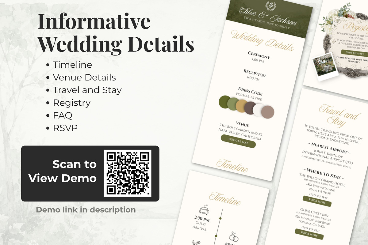Vintage Green Wedding Website, a Landing Page Template by Everyday Perfection (Photo 3 of 13)