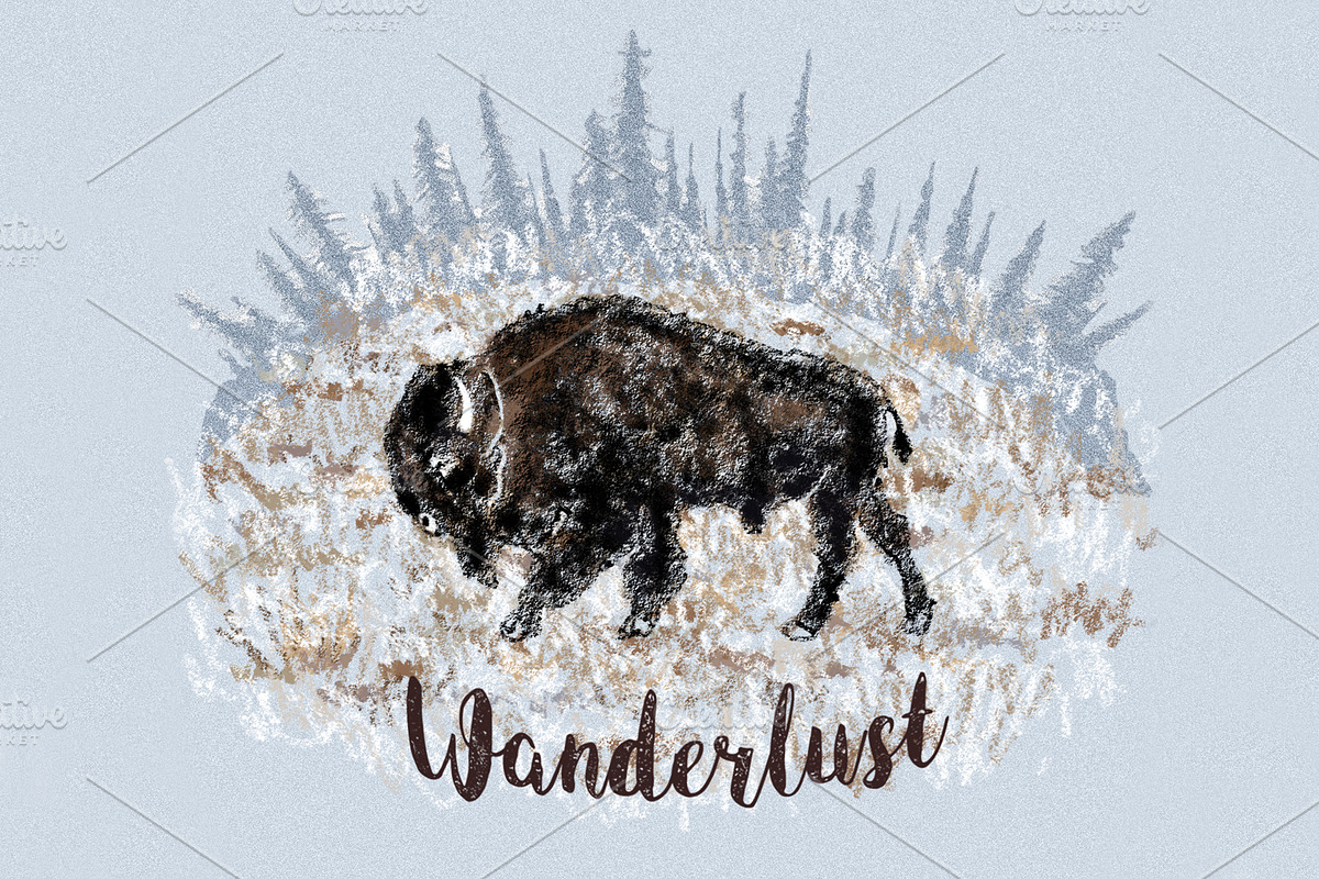 Snow Buffalo Wanderlust Collection, an Animal Illustration by Black Bunny Design Studio (Photo 5 of 11)