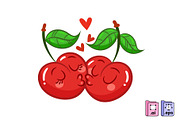 Hand Drawn Cherry Kiss Cartoon, a Food Illustration by MISS CHATZ (Thumbnail 2 of 3)