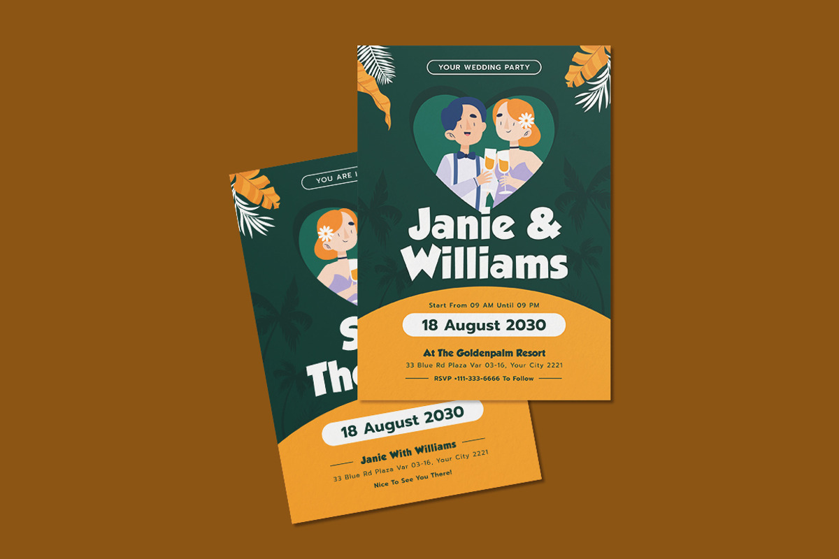 Darling Wedding Invitation Template, an Invitation Template by iDoodle Studio (Photo 4 of 4)