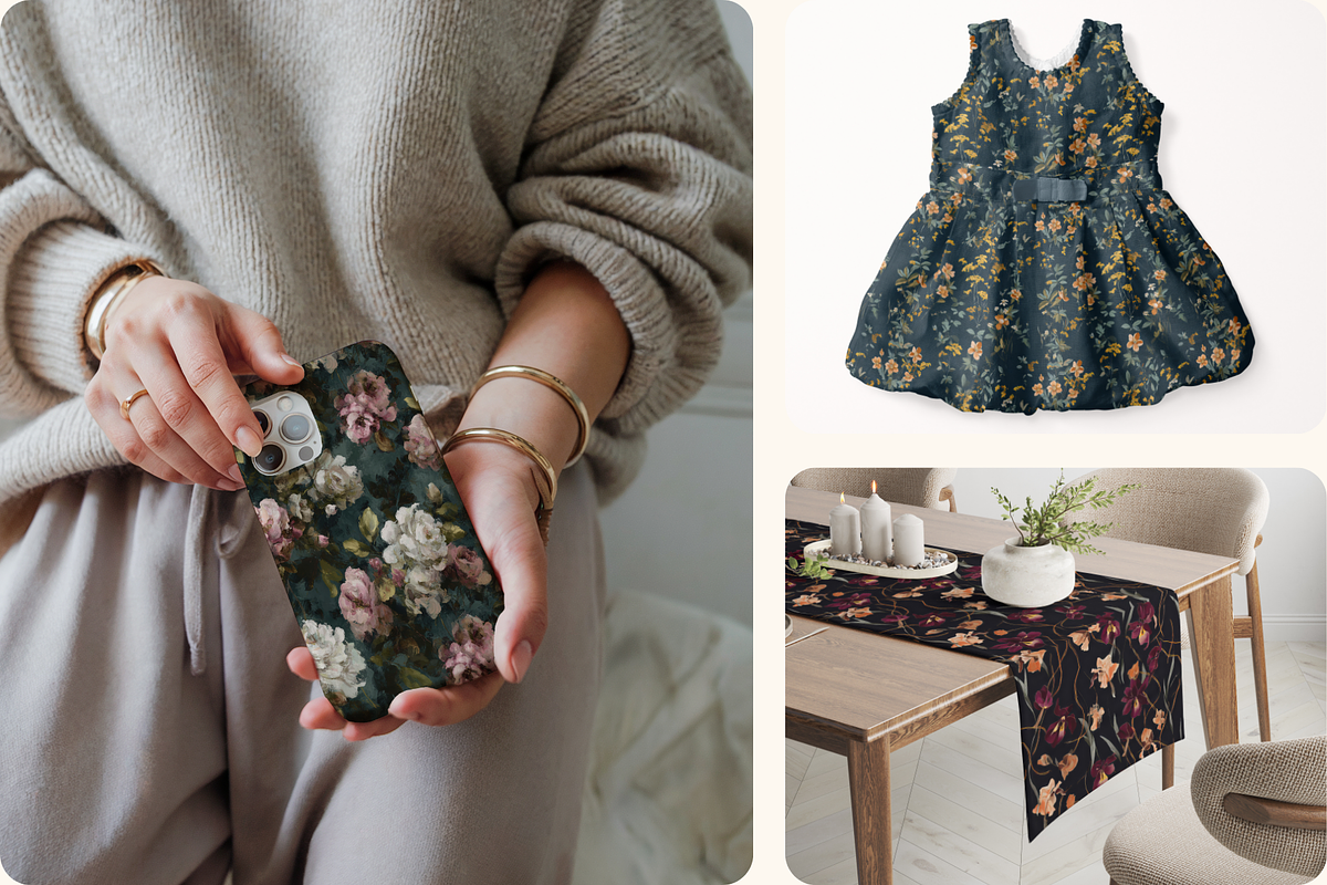 Dark Romance Moody Floral Patterns, a Pattern Graphic by Ninterints (Photo 8 of 17)