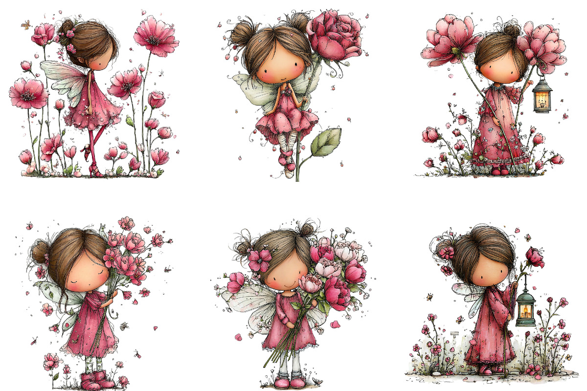 Whimsical Spring Fairy Rose Clipart, an Illustration by CraftArtStudio (Photo 5 of 6)