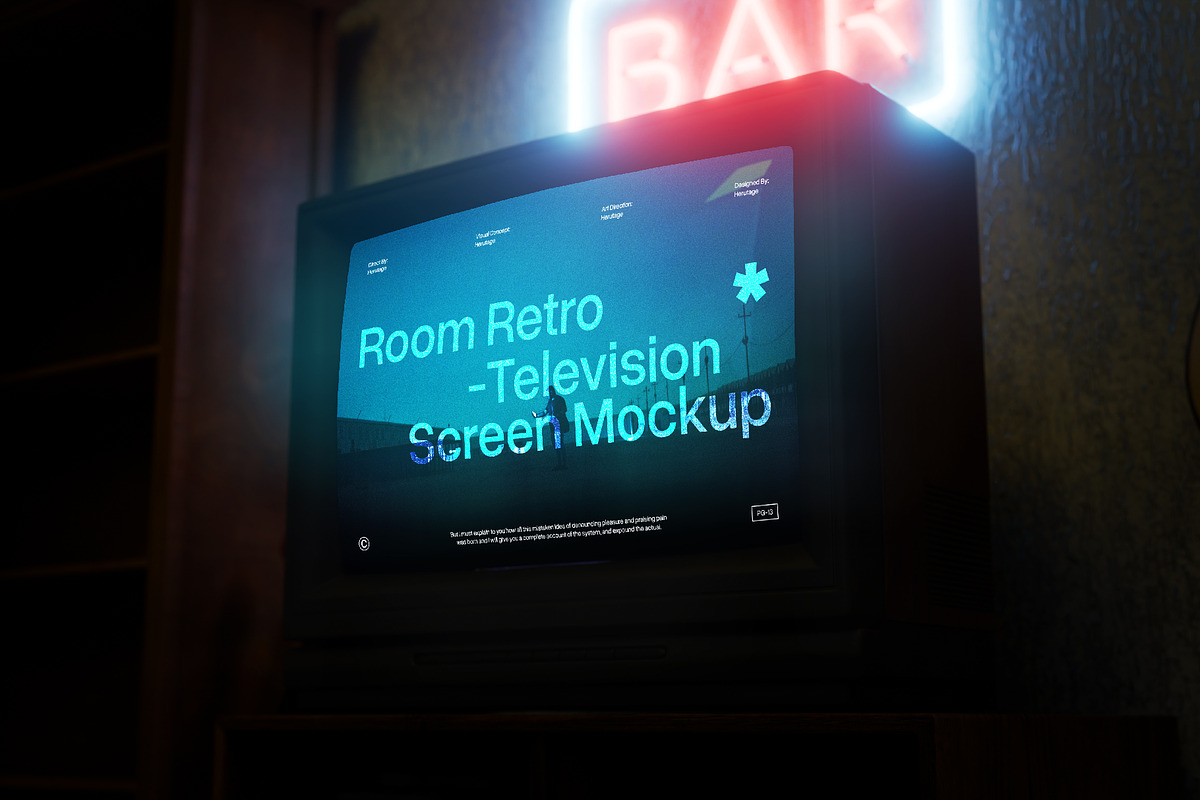 Room Retro Television Screen Mockup, an Advertising Mockup by herutage (Photo 4 of 5)