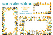 Construction vehicles watercolor set, a Transportation Illustration by SabinaWatercolorArt (Thumbnail 10 of 20)