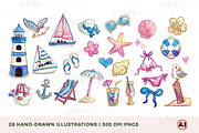Coastal Beach Clipart, a Decorative Illustration by TheClipAtelier (Thumbnail 2 of 3)