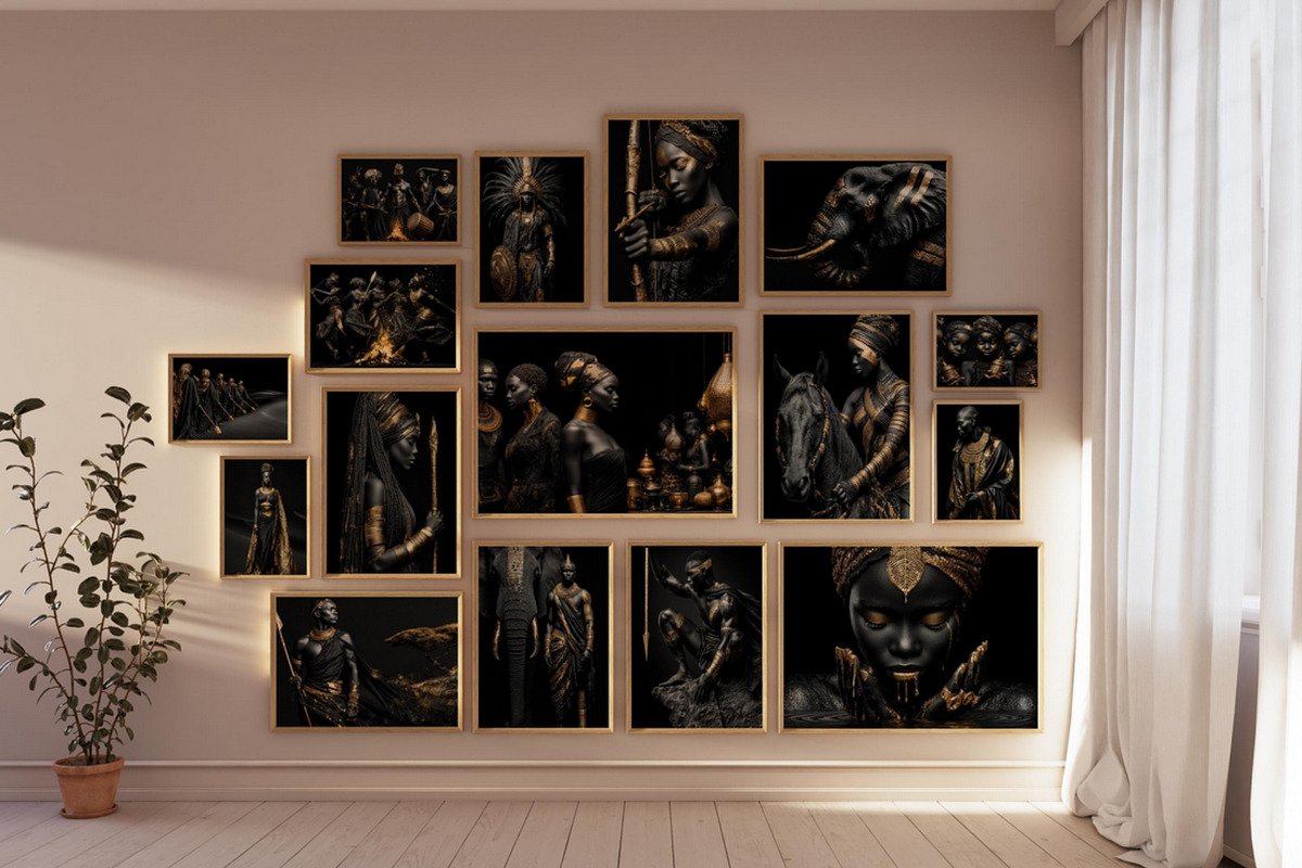 Golden Midas Africa Wall Art Set, a Decorative Illustration by PrintablesByFranklyn (Photo 2 of 10)