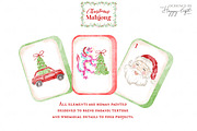 Christmas Mahjong watercolor clipart, a Seasonal Illustration by TheHappyGiftArt (Thumbnail 7 of 8)