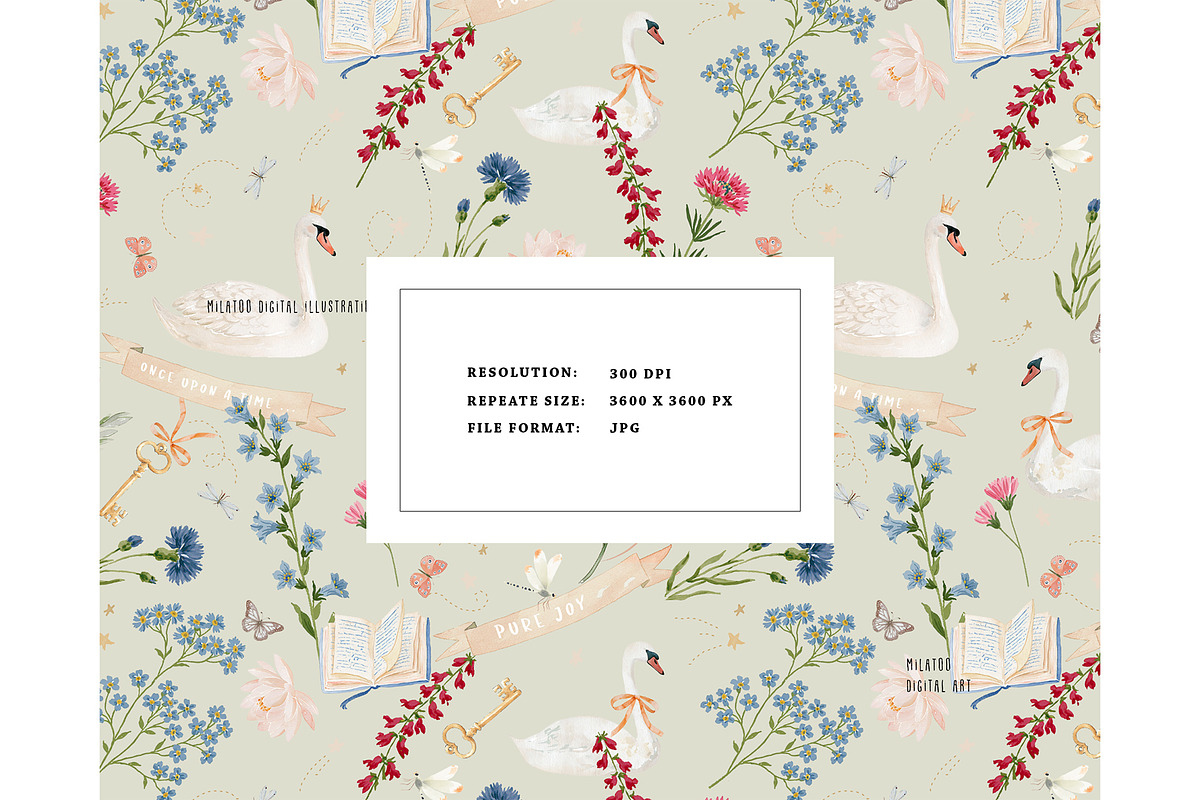 Wetland Wildflower Swan nest pattern, a Pattern Graphic by Milatoo (Photo 3 of 4)