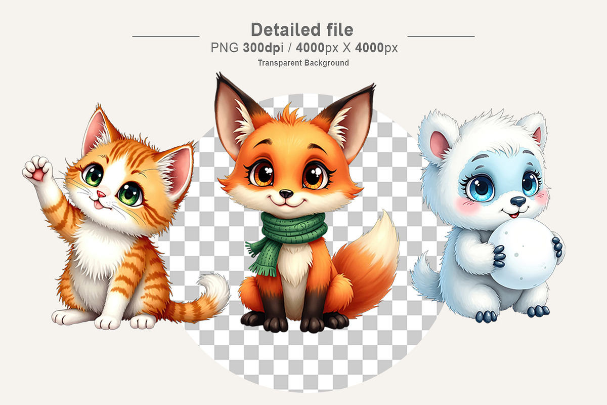 Watercolor Winter Animal Clipart, an Animal Illustration by Artnoy (Photo 3 of 8)